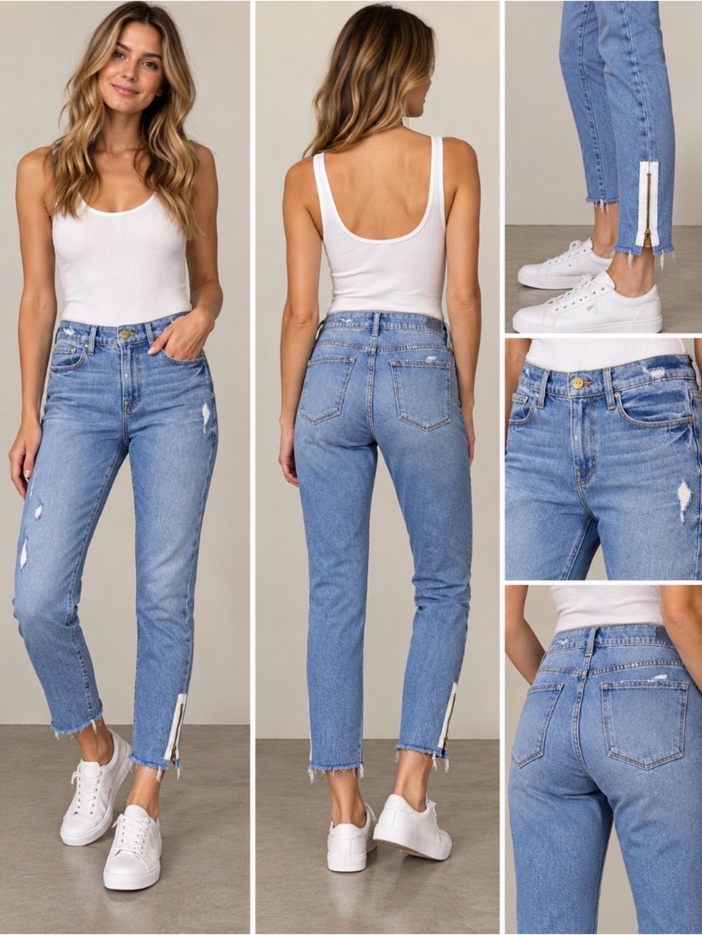 FRAME Le Garçon Sumner Distressed Ankle Zip Cropped Boyfriend Jeans
